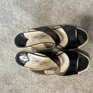 Jimmy Choo Black Wedge Sandals